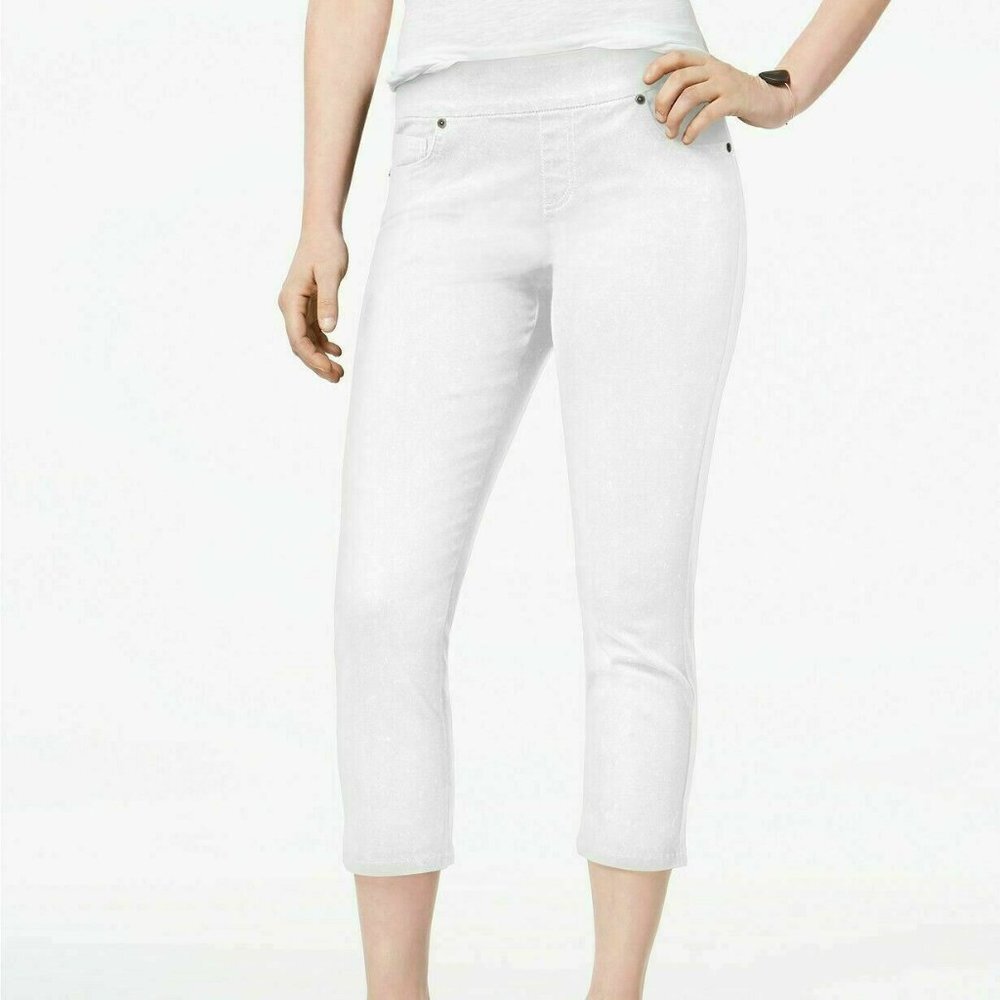 Style & Co women PXL white cropped jean capri academia vacation beach minimalist